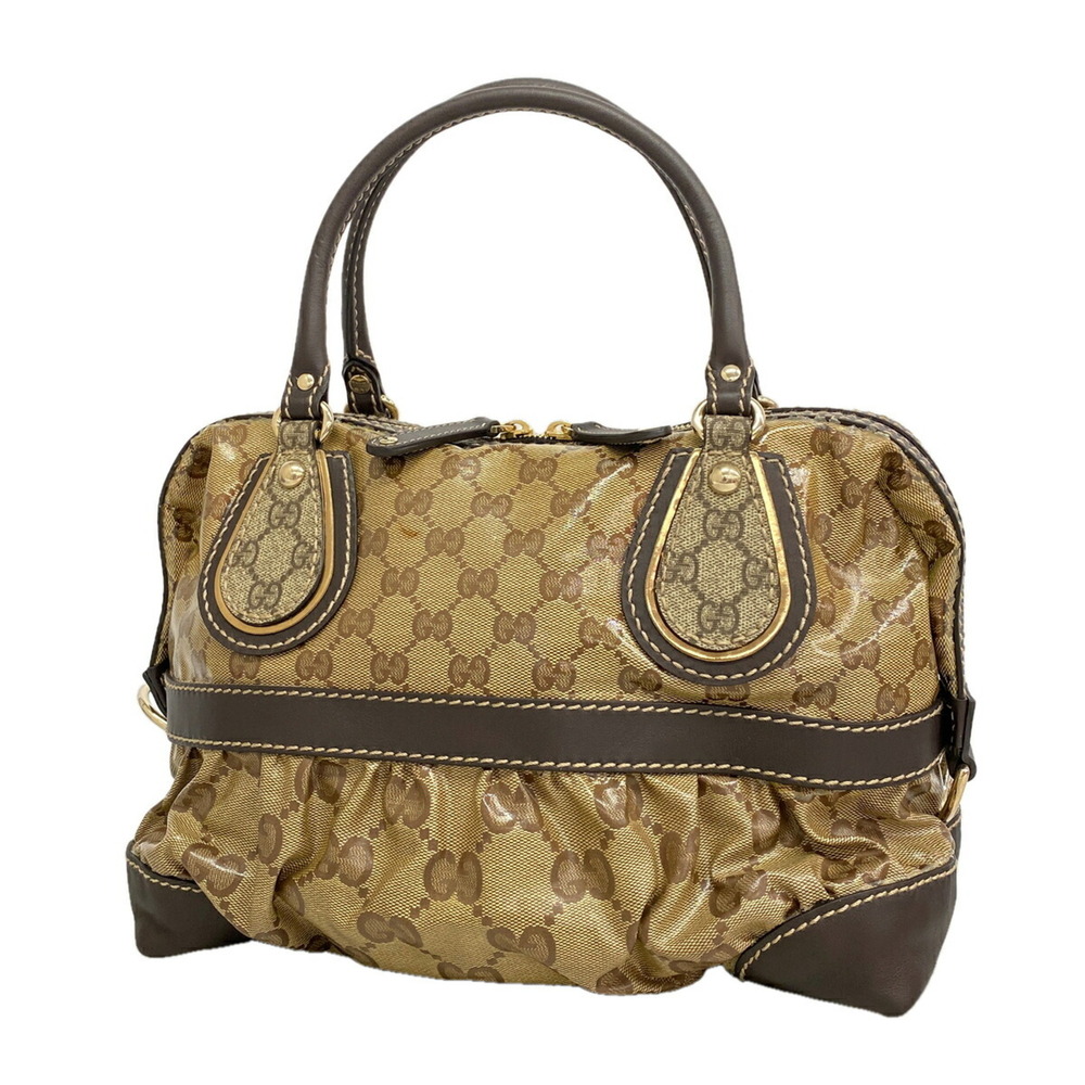 Gucci GG Crystal Handbag 223962, Coated Canvas, Brown Champagne, Women's